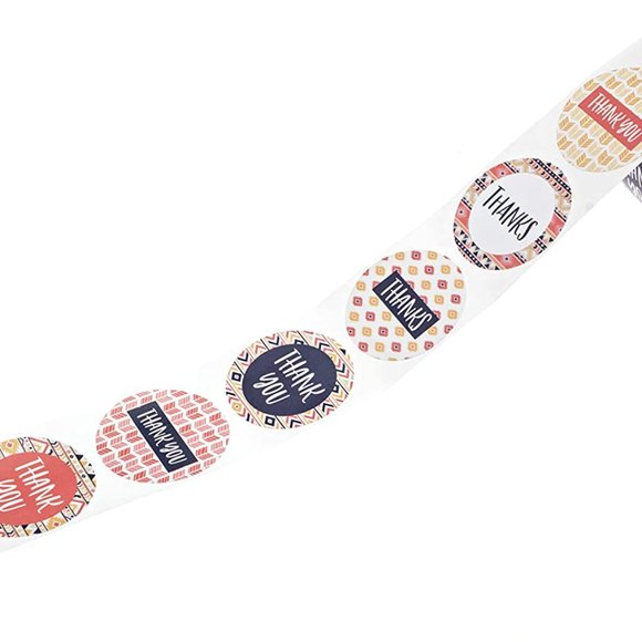 ⬇ 80pc 1.5" Boho Aztec Colorful Thank You Stickers - Picture 4 of 7